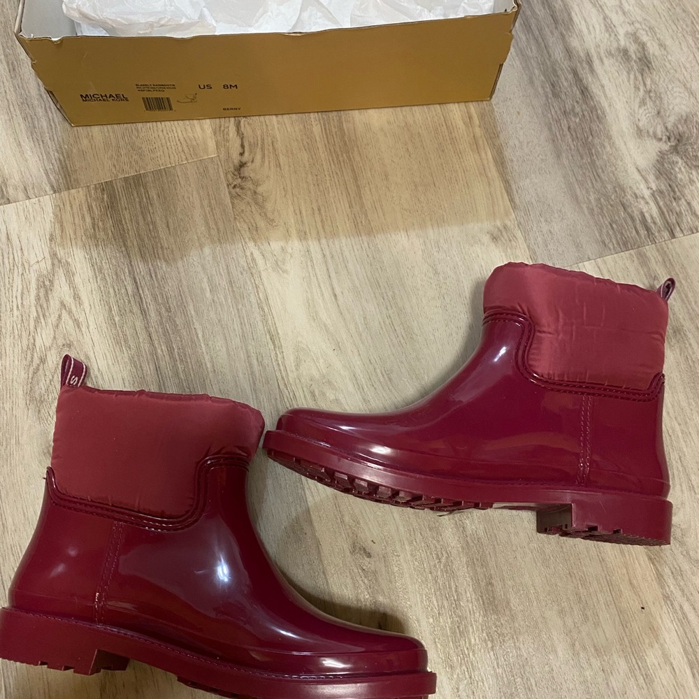 Michael Kors Berry Red Ankle Rain Bootie - Picture 9 of 16